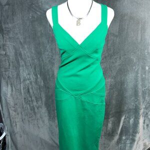 Diane Von Furstenberg Vibrant Green V-Neck Midi Dress